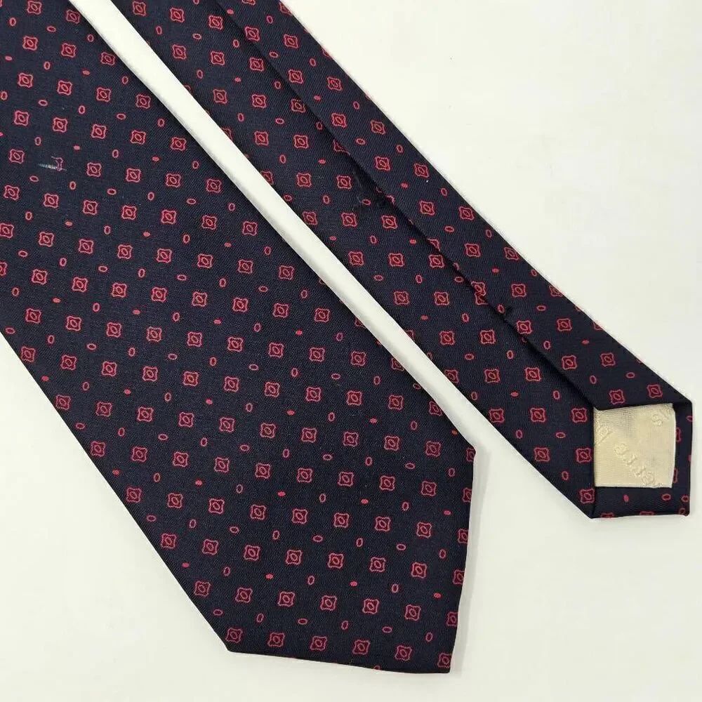 PIERRE BALMAIN PARIS SILK TIE RED BLUE GEOMETRIC PATTERN SMOOTH 3" X 57"